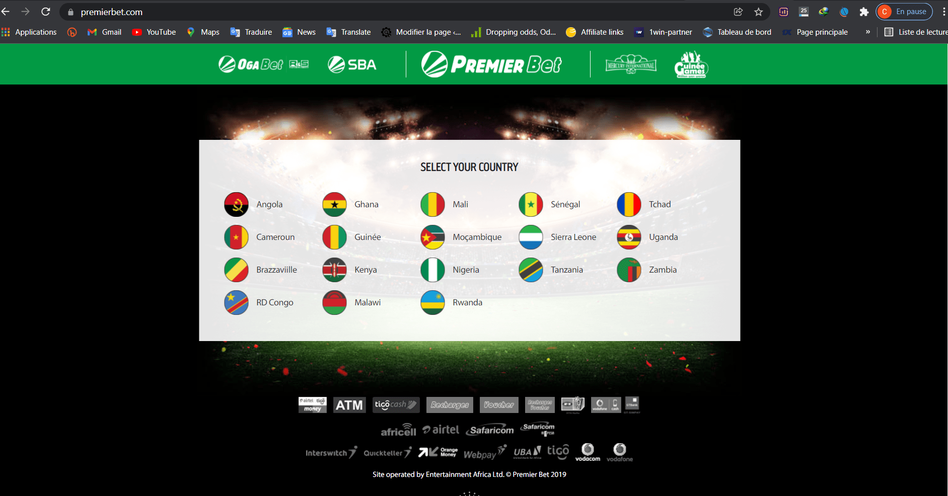 S'inscrire sur premier bet